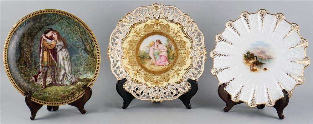 THREE COALPORT PICTORIAL CABINET