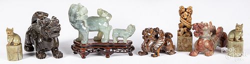CHINESE CARVED STONE ANIMALS AND