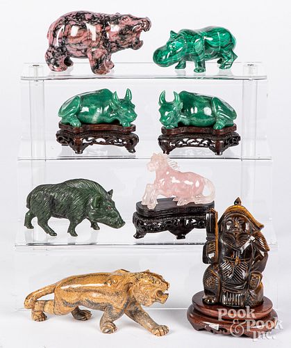 CARVED STONE ANIMALS AND FIGURESCarved