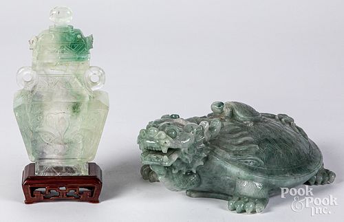 CHINESE CARVED JADEITE TURTLE AND 3139b1