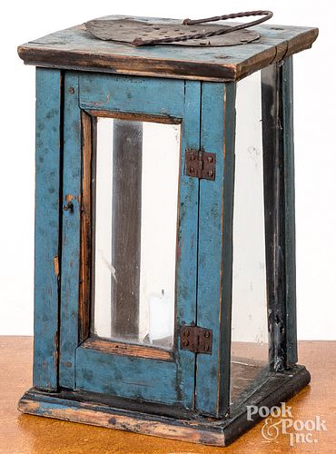 PRIMITIVE PAINTED PINE LANTERN  3139d9