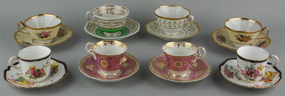 GROUP OF EIGHT ENGLISH TEACUPS