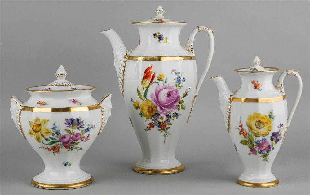 MEISSEN THREE PIECE FLORAL DECORATED 3139f7