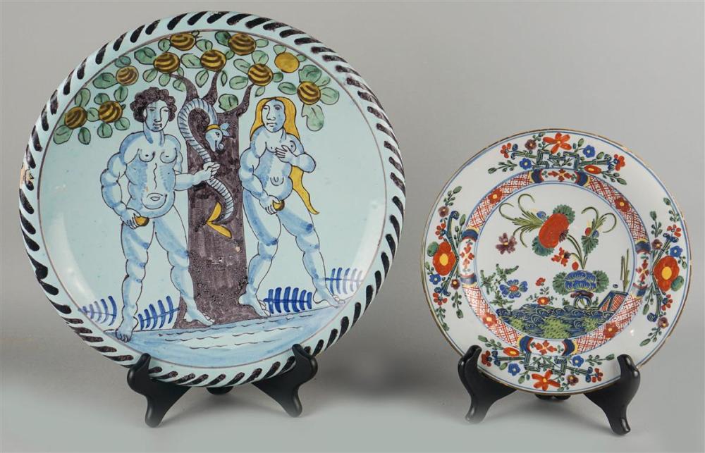 TWO ENGLISH DELFT-STYLE DISHES,