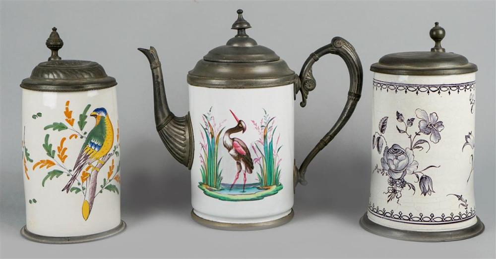 THREE CONTINENTAL PEWTER-MOUNTED