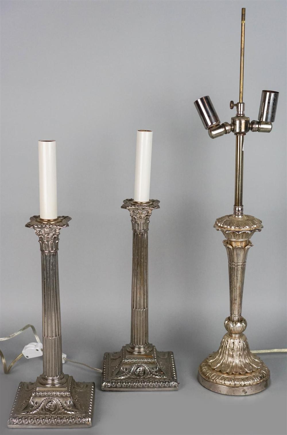 PAIR OF SILVERPLATED COLUMNAR CANDLESTICK 313a47