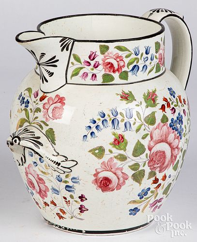 LARGE PEARLWARE PITCHER, 19TH C.Large
