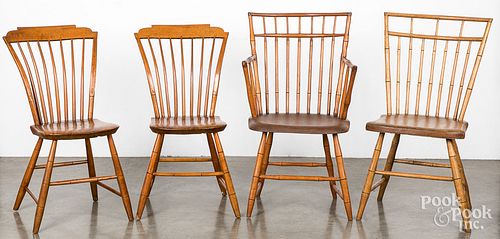 FOUR RODBACK WINDSOR CHAIRS 19TH 313a68