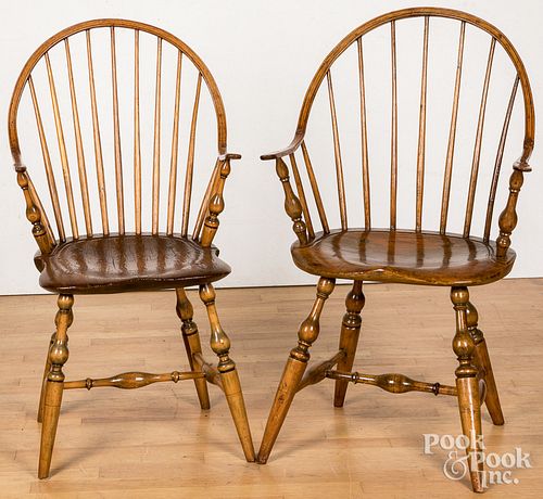 TWO CONTINUOUS ARM WINDSOR CHAIRS  313a6f