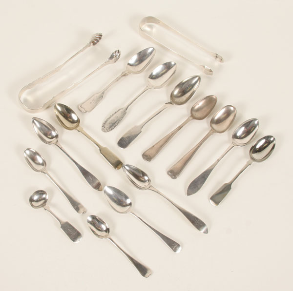 Sixteen coin silver spoons and 4ec3f