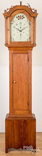 NEW ENGLAND PINE TALL CASE CLOCK, 19TH
