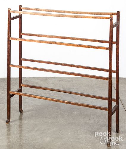STAINED TOWEL RACK, 19TH C.Stained