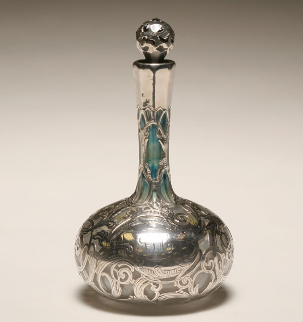 Victorian silver overlay bottle