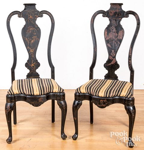 PAIR OF JAPANNED DINING CHAIRS  313afc