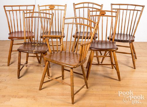 SEVEN RODBACK WINDSOR CHAIRS 19TH 313b08