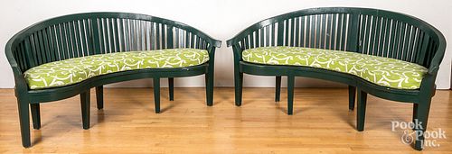 PAIR OF PAINTED PATIO BENCHESPair 313b10