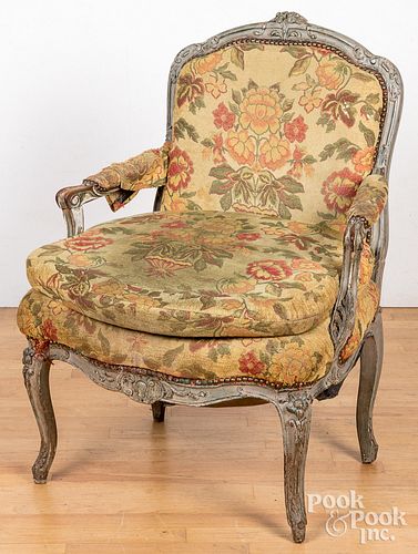 FRENCH PAINTED FAUTEUIL, 19TH C.French