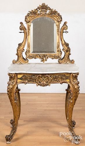 CARVED GILTWOOD DRESSING TABLE,