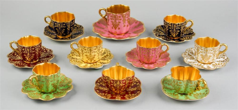 ASSEMBLED SET OF TEN COALPORT 'ANTHEMION'