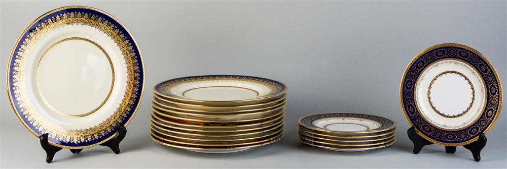 TWO SETS OF MINTON GILT AND COBALT BLUE