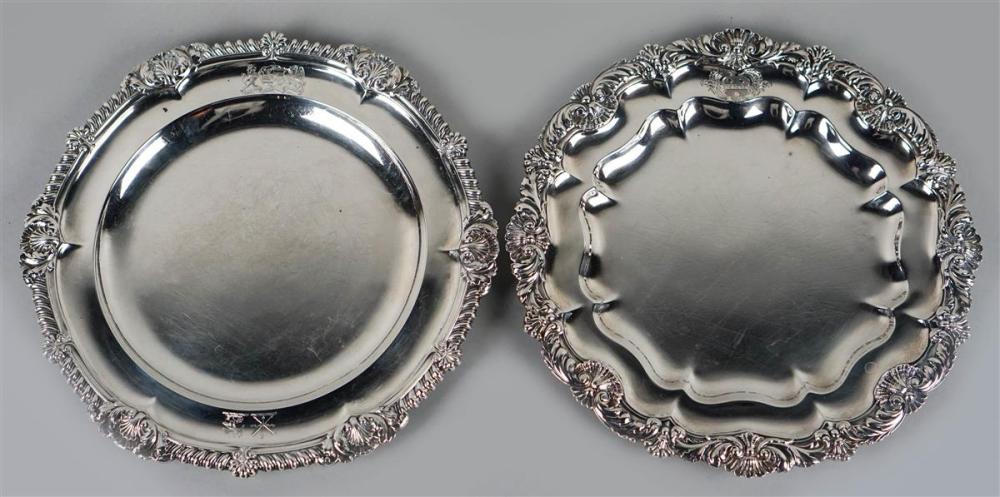 TWO GEORGE III SILVER SALVERS,