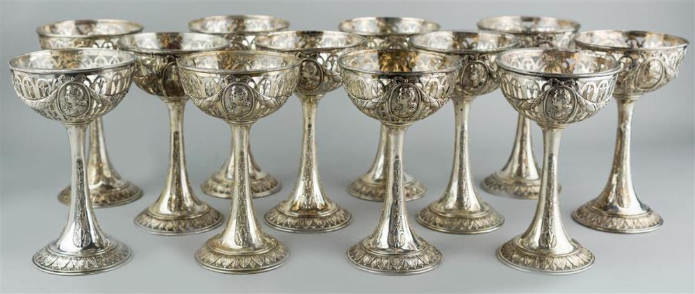 SET OF 12 GERMAN SILVER SHERBET 313bb6