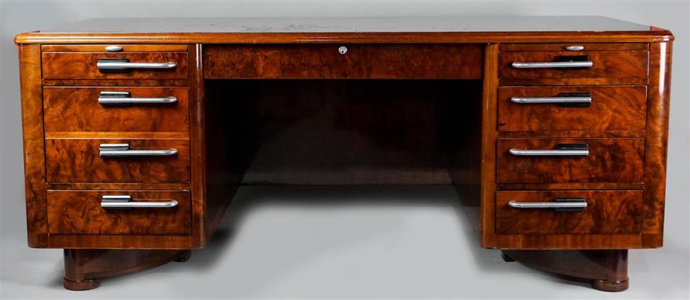 ART DECO BURL WOOD DESKART DECO 313bc2