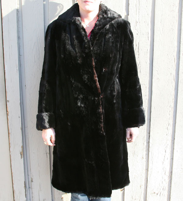 Vintage black seal fur coat and