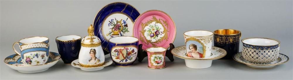 GROUP OF FIVE SEVRES AND SEVRES-STYLE