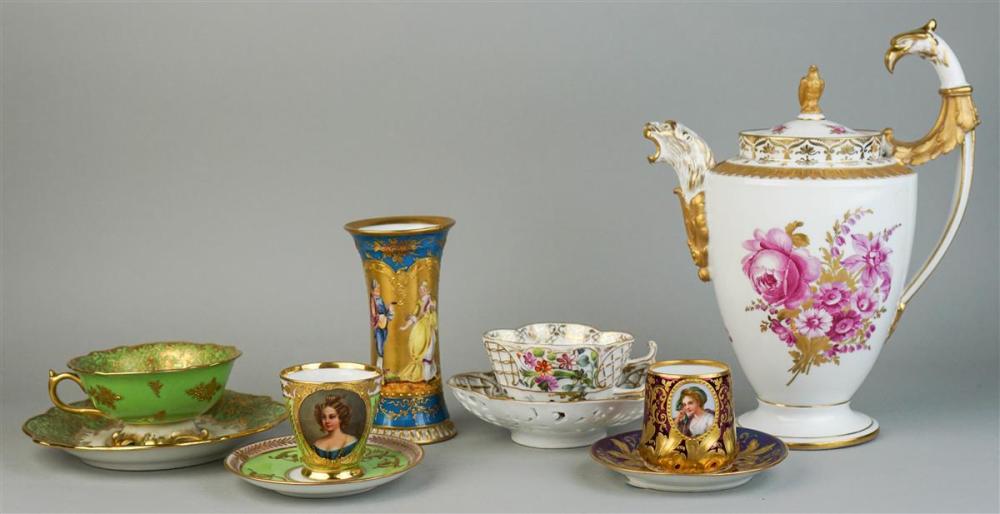 GROUP SIX DRESDEN TEA AND CABINET