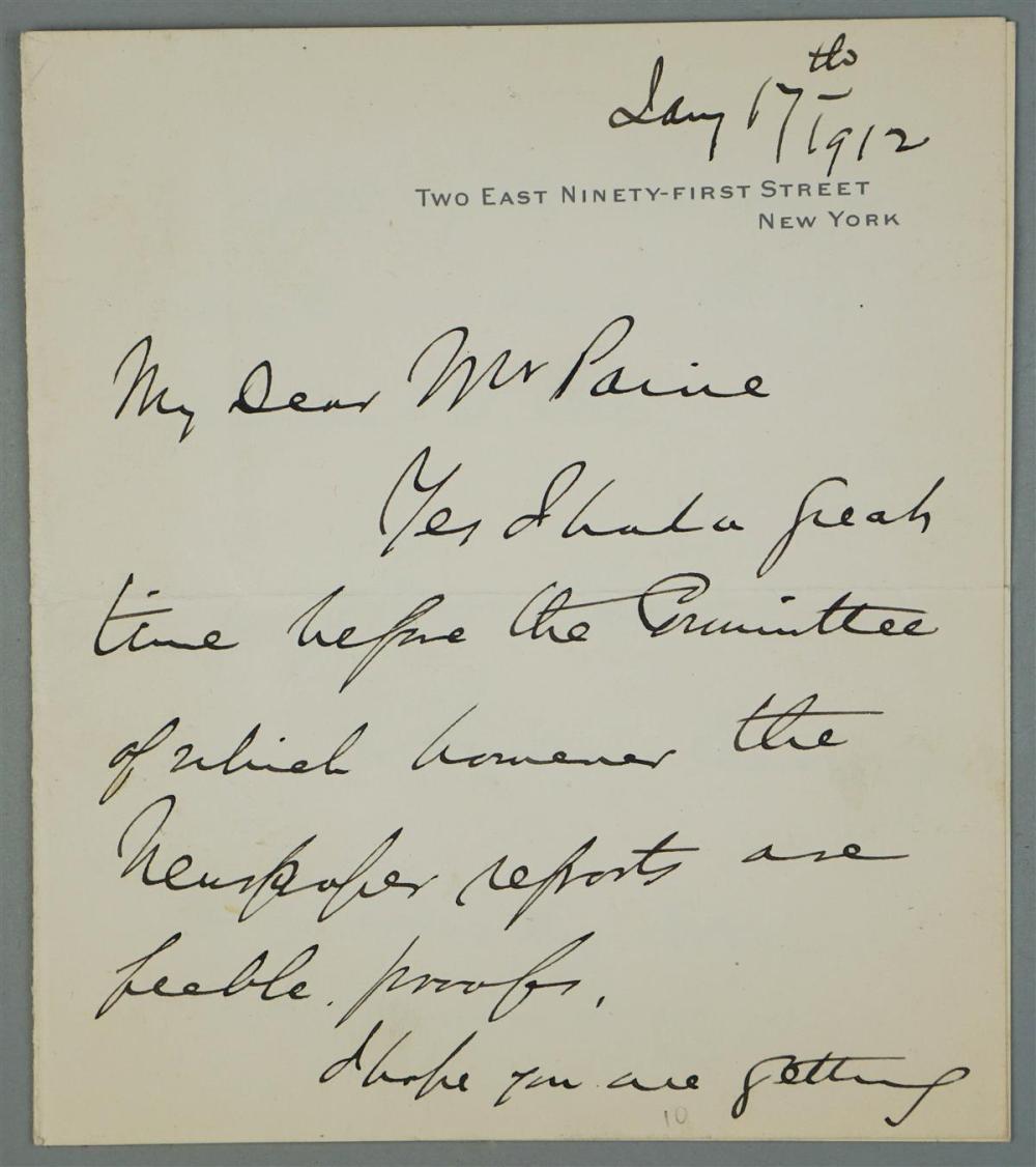 ANDREW CARNEGIE SIGNED LETTER TO