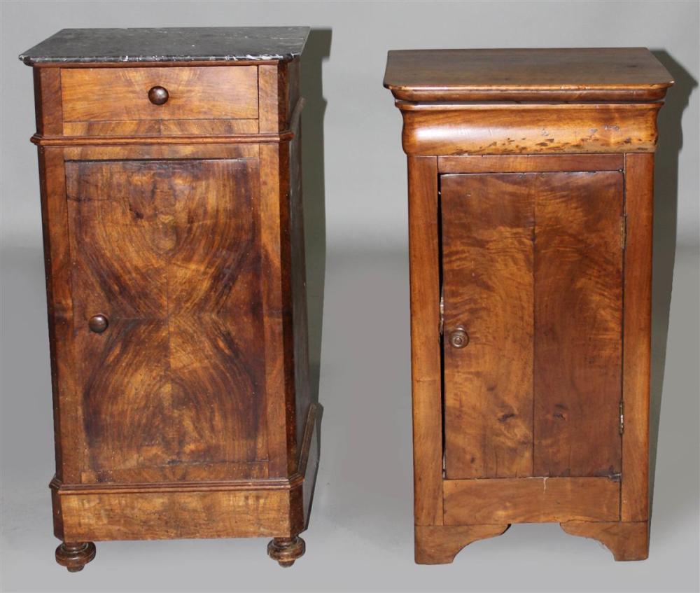 TWO FRENCH SMALL WALNUT CABINETS/BEDSIDE