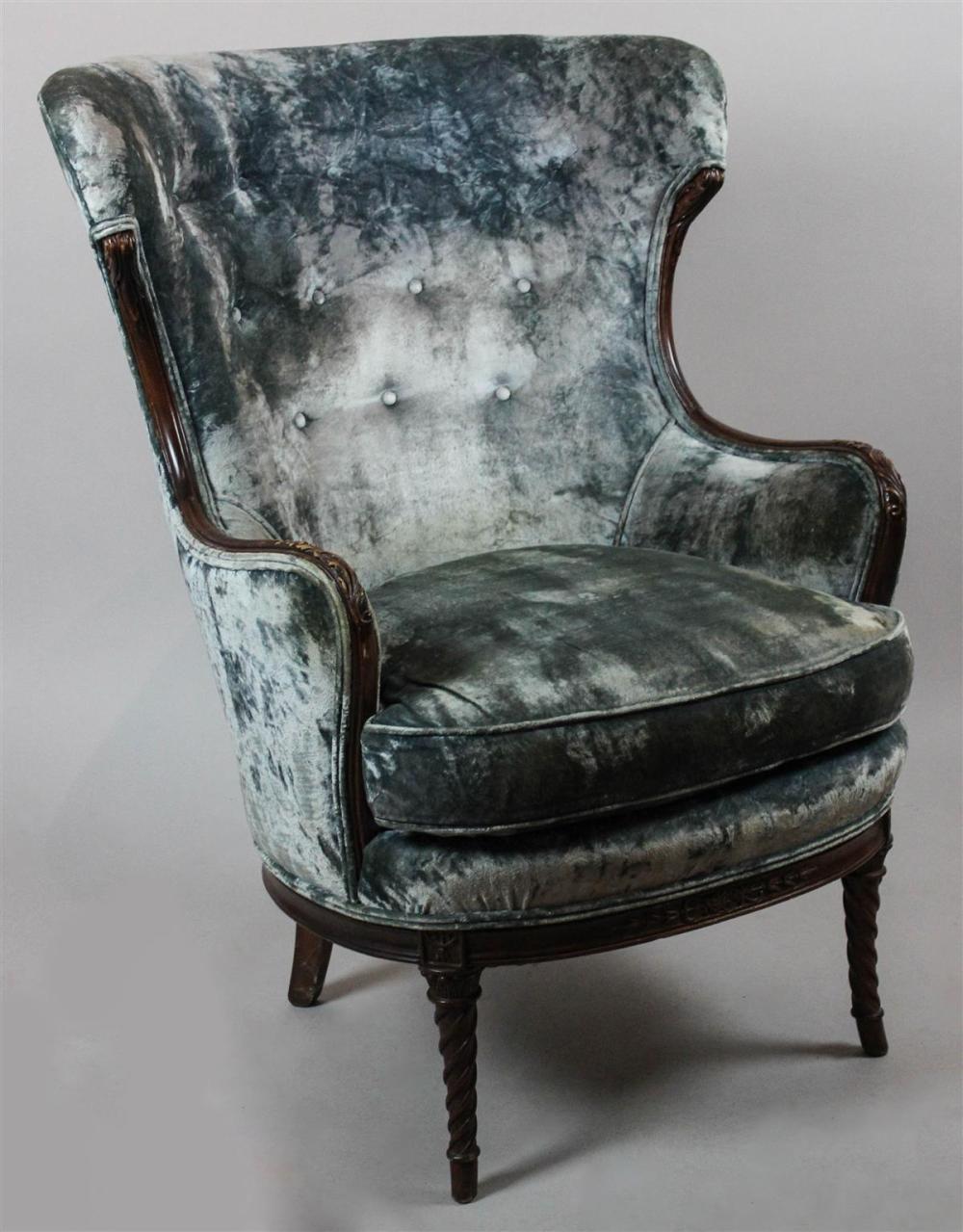 LOUIS XVI BERGERE WITH LIGHT BLUE SILK