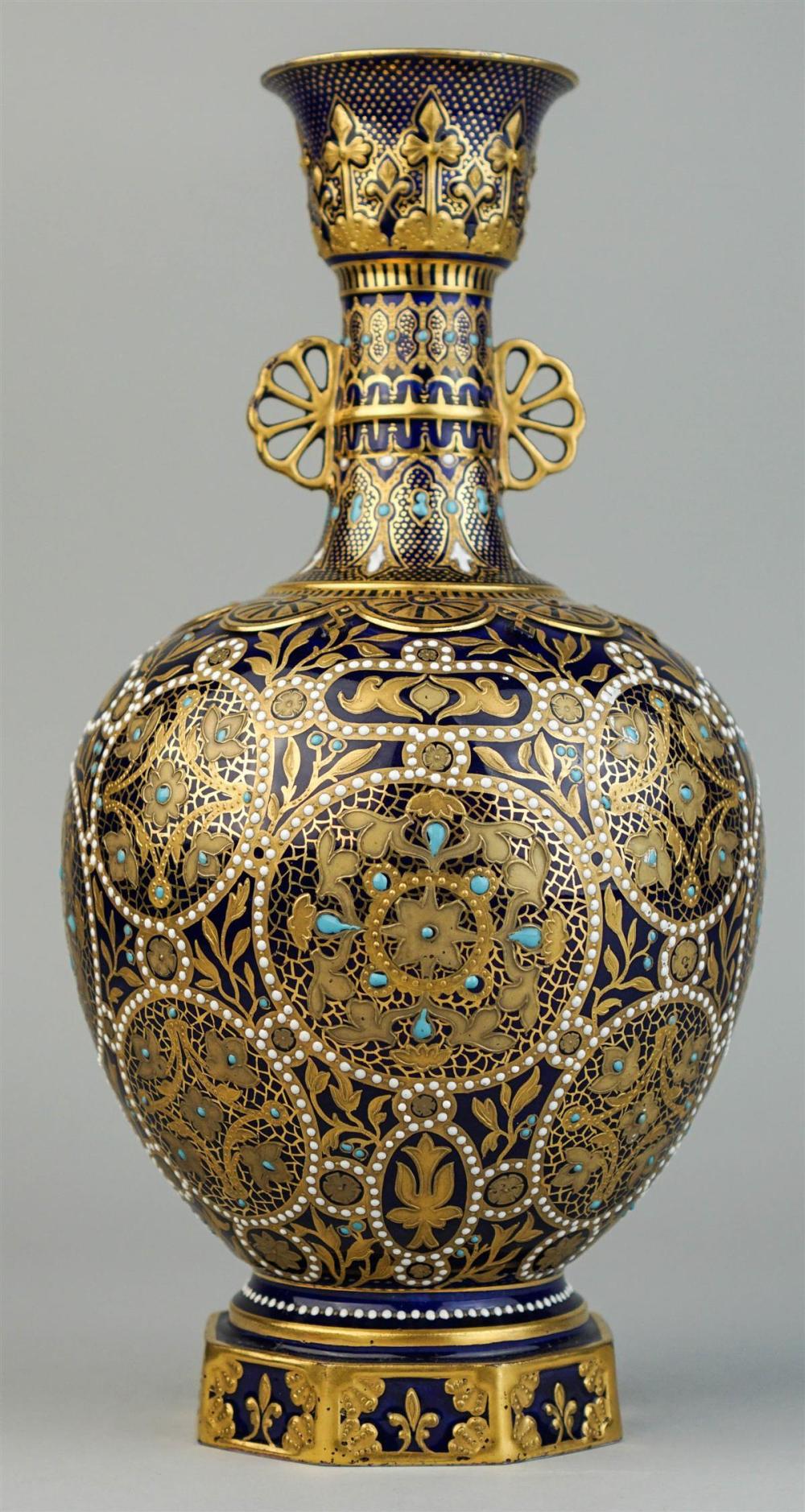 DERBY CROWN 'JEWELED' VASE, 1877-1890DERBY