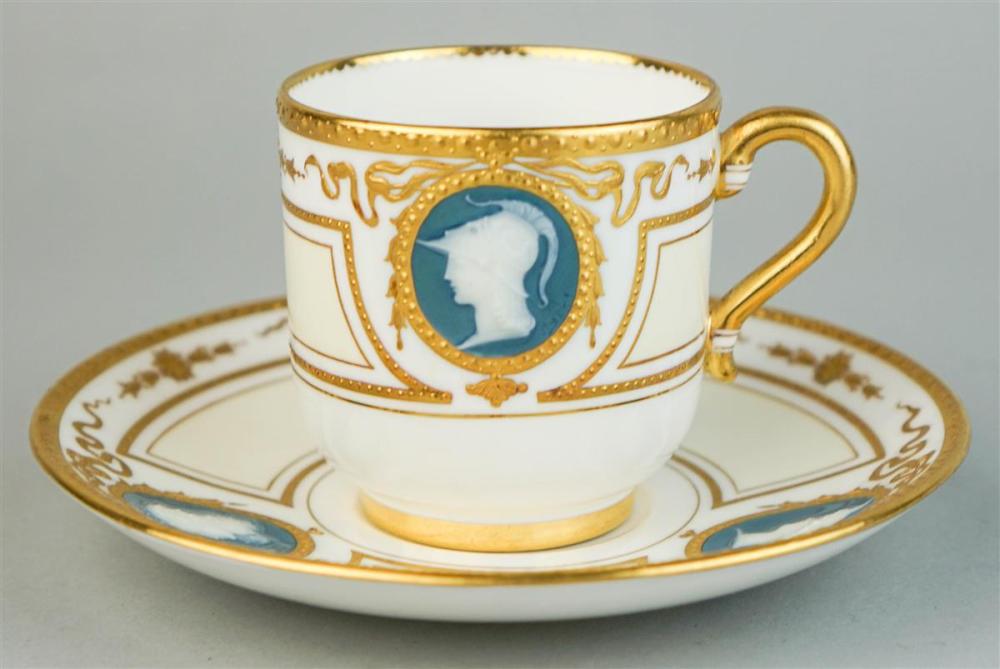MINTONS PATE-SUR-PATE CUP AND SAUCER,