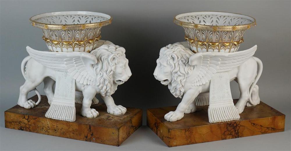 PAIR OF SEVRES PARCEL-GILT BISCUIT PORCELAIN