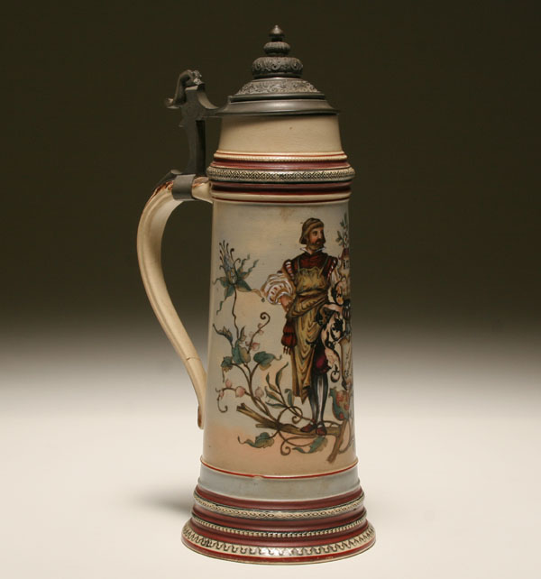 Tall hand painted beer stein depicting 4ec8e