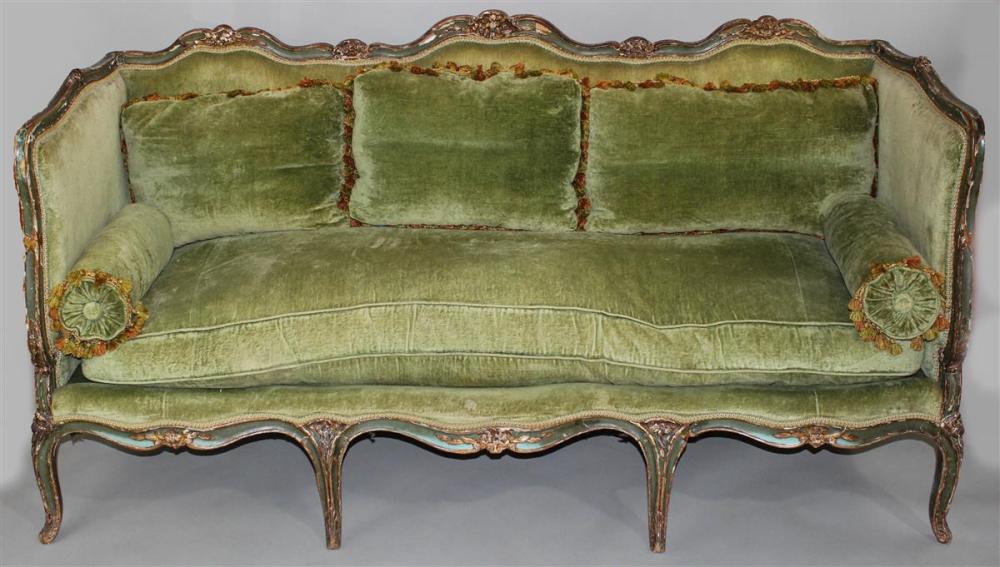 LOUIS XV PAINTED CARVED SOFA WITH