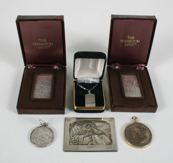 Silver pieces and medals 6pc assortment;