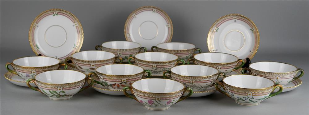 SET OF 12 ROYAL COPENHAGEN 'FLORA