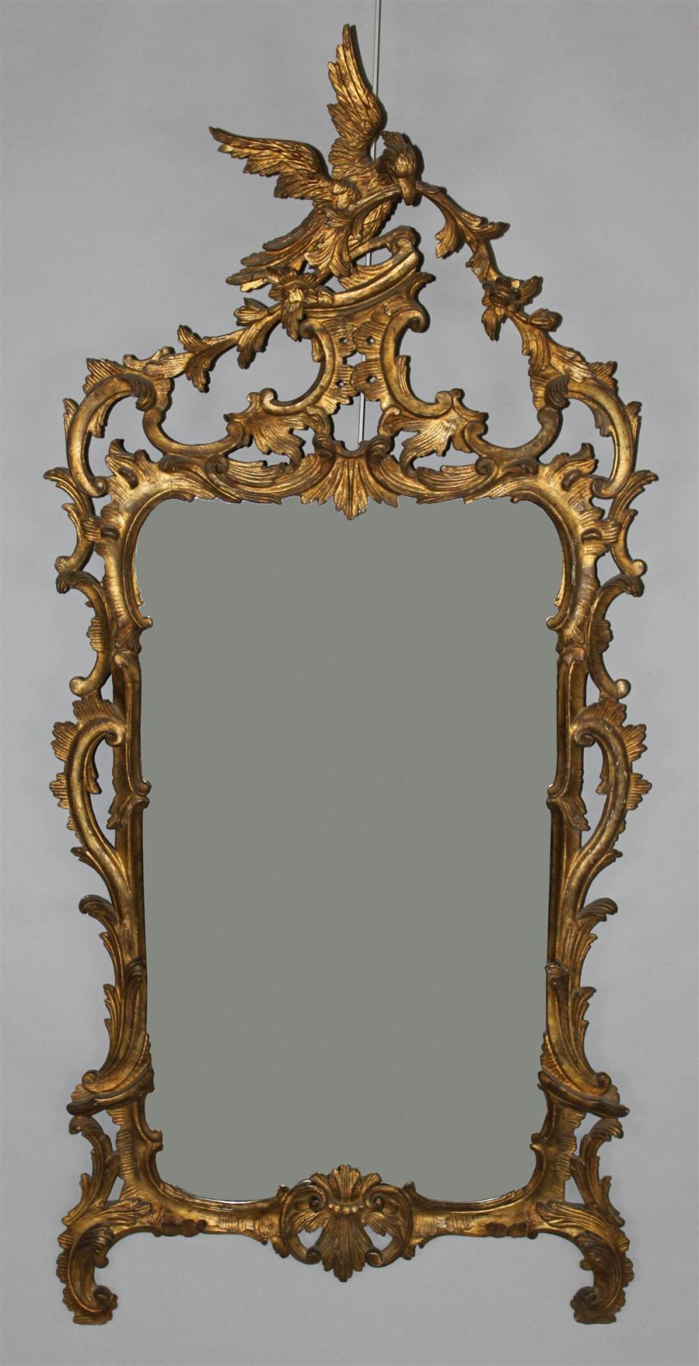 CHIPPENDALE STYLE GILTWOOD MIRROR,