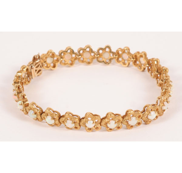 Gold 18K floral link bracelet set 4ec9e