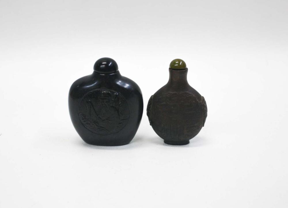 TWO CHINESE "DUAN" STONE SNUFF