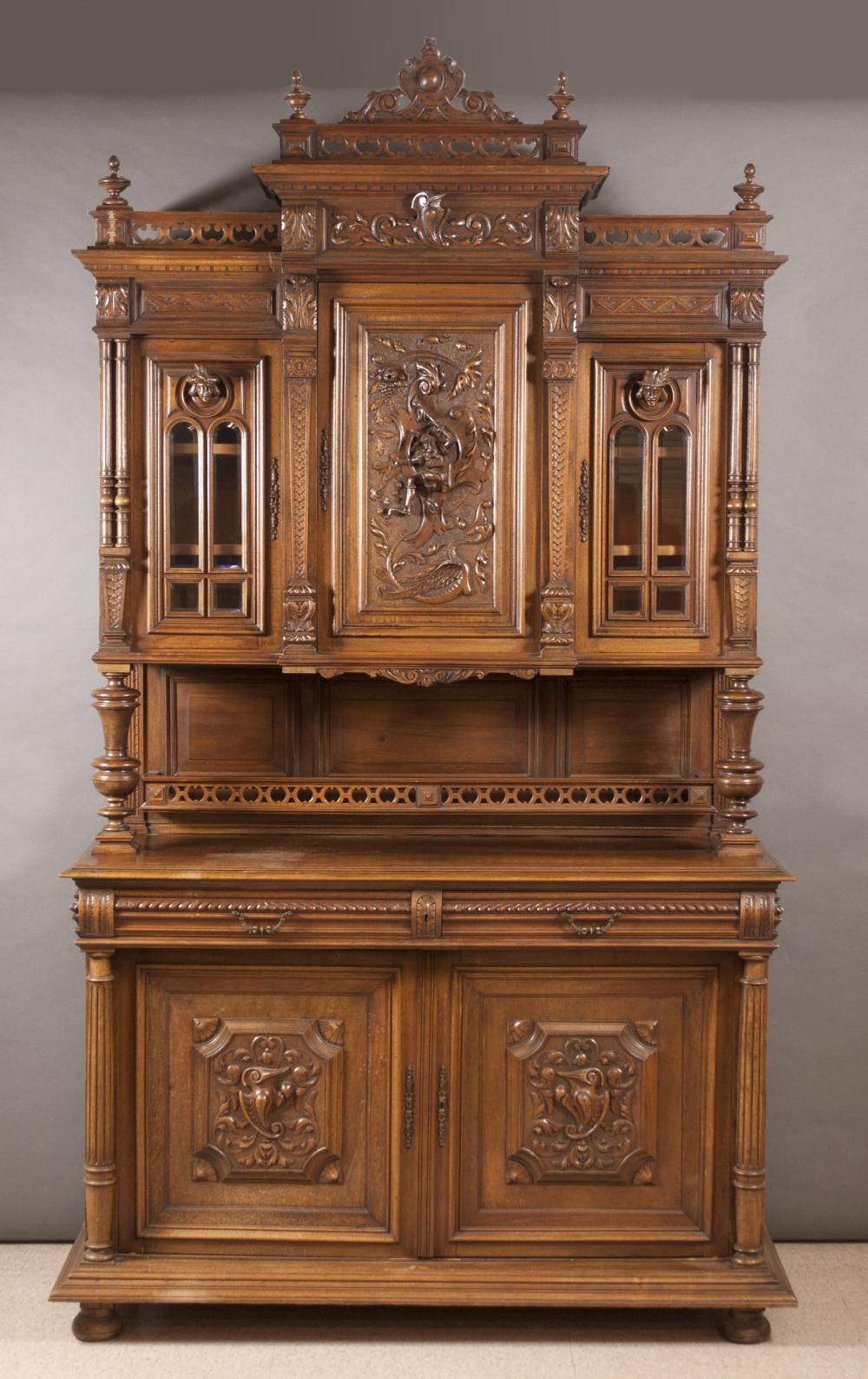 LOUIS XVI STYLE WALNUT COURT CUPBOARD,