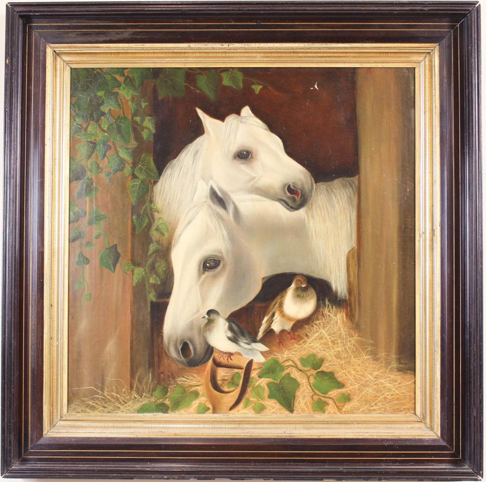 19TH CENTURY OIL ON CANVAS, STABLE