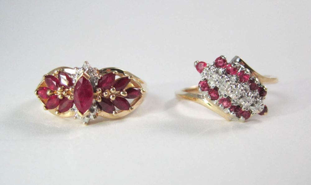 TWO RUBY DIAMOND AND YELLOW GOLD 313ec1