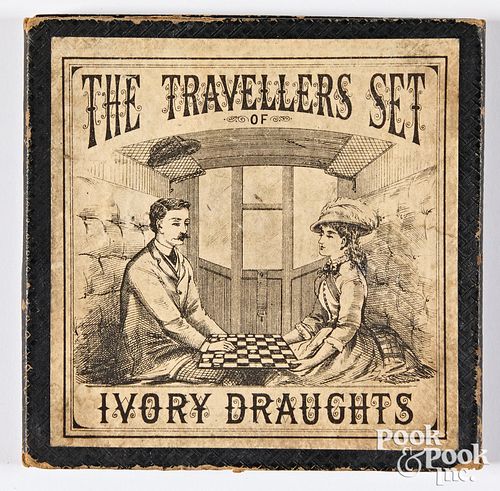 THE TRAVELLERS SET OF IVORY DRAUGHTS,