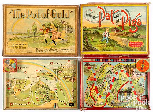 TWO EARLY PARKER BROS. BOARD GAMES,