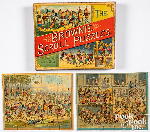 MCLOUGHLIN BROS. BROWNIE SCROLL PUZZLES,