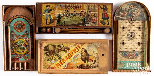 FOUR EARLY WOOD GAMES AND TOYSFour 313f9c